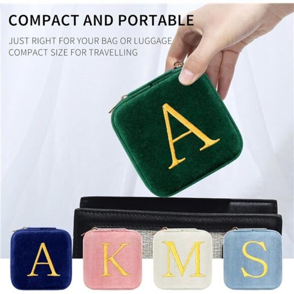 Plush Velvet Jewelry Case Travel Jewelry Box Personalized Gift for Women Her - Picture 5 of 7